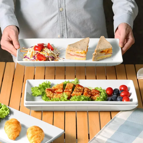 Vista 8 de Platos de porcelana de 14 pulgadas Yedio Bandeja para servir de 3 niveles