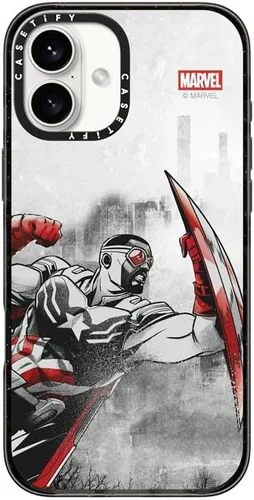 Vista 145 de CASETiFY Funda para iPhone Air, compatible con MagSafe Marvel VS CoLab Protección contra caídas de grado militar 4x de 8.2 pies Funda Capitán