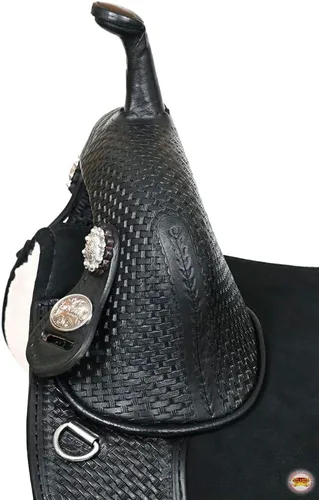Vista 5 de HILASON Western Treeless Trail Barrel Saddle American Leather Negro
