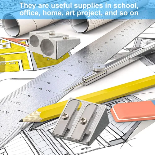 Vista 7 de 84 sacapuntas de doble agujero, sacapuntas manuales de aleación de aluminio, sacapuntas de metal, sacapuntas de mano, sacapuntas manual pequeño