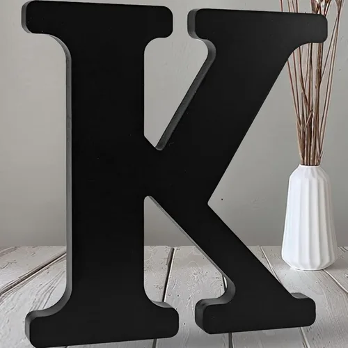 Vista 19 de AOCEAN Letras de madera negra de 12 pulgadas Letras de madera sin terminar para Halloween Letras decorativas de pie Rebanadas Tablero