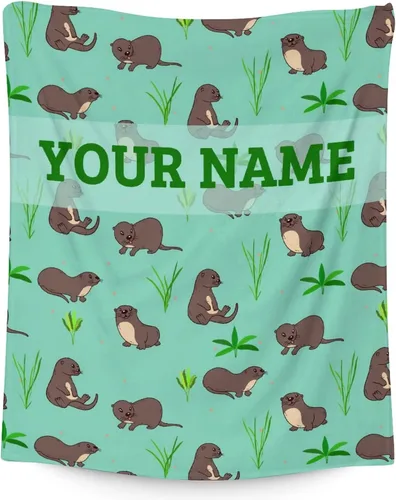 Vista 10 de Manta de regalo de nutria, 30 x 40 pulgadas, bonita manta para adultos y niños, mantas de felpa suave verde para sofá y viajes