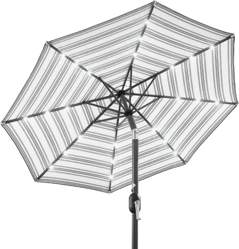 Vista 35 de Best Choice Products Sombrilla de Patio Solar de Poliéster con Luz LED de 10 pies con Ajuste de Inclinación y Tela Resistente a los Rayos UV - Gris