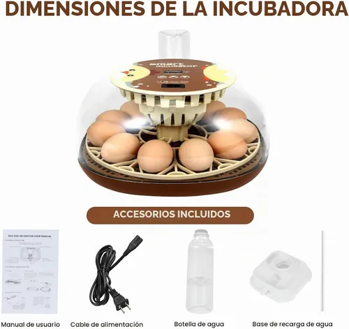 Vista 8 de Nest I - Incubadora de 12 huevos para principiantes, giro automático de huevos, humedad constante con botella de agua de recarga automática