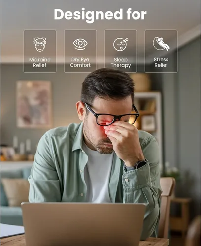 Vista 5 de BOB AND BRAD - Masajeador de ojos con calor y enfriamiento, máscara ocular EyeOasis 2 para migrañas, apta para FSA/HSA, masajeador facial térmico