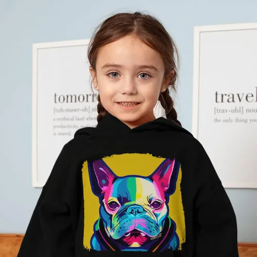 Vista 2 de Sudadera con capucha de perro de dibujos animados para niños pequeños - Sudadera con capucha para niños pequeños - Sudadera con capucha estampada