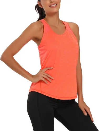 Vista 2 de Aeuui - Camisa de malla sin mangas y con espalda cruzada para mujer, para entrenar o hacer yoga, ropa de gimnasio