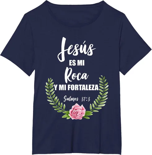 Vista 30 de Jesus ES Mi Roca - Camiseta con versículo bíblico cristiano español Salmos Asphalt Grey