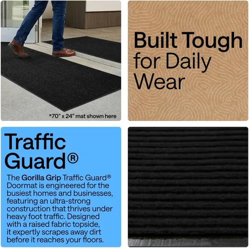 Vista 3 de GORILLA GRIP Traffic Guard - Tapete resistente para interiores y exteriores Negro