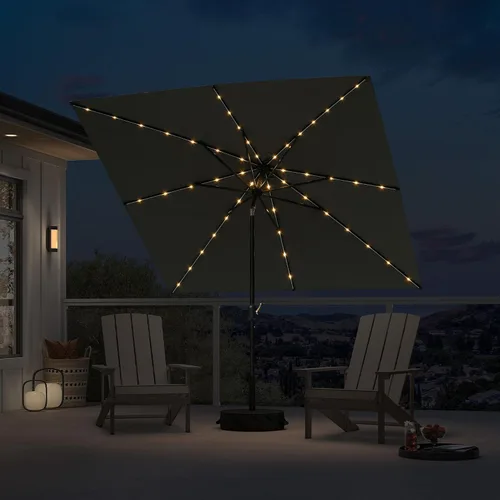 Vista 64 de PURPLE LEAF Sombrilla LED para patio y piscina, 5 x 8 pies, con base para Beige