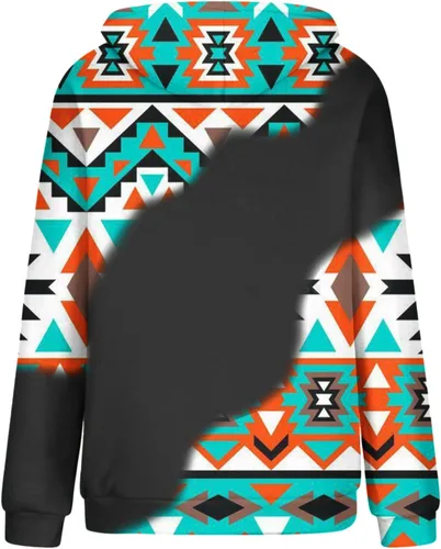 Vista 20 de Sudaderas con capucha azteca occidental para mujer, sudaderas de manga larga con gráficos vintage, camisetas de vaquera, ropa 2023