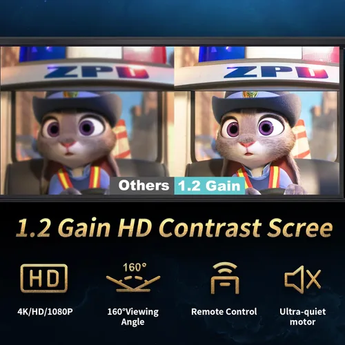 Vista 3 de Pantalla de Proyector de 120 Pulgadas Motorizada 4:3 HD Eléctrica Elevable con Control Remoto, Pantalla de Proyección Automática Retractable