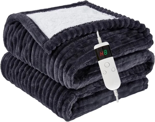 Vista 27 de Manta térmica portátil con mangas y bolsillo para el pie, manta térmica de calentamiento rápido con 10 ajustes de calor apagado automático
