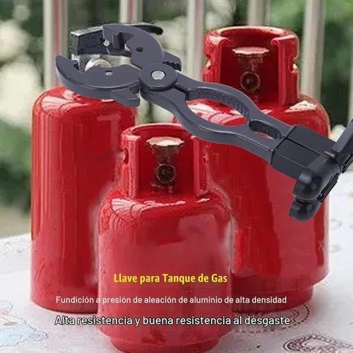 Vista 3 de Llave de válvula de cilindro de gas, herramienta de apertura ajustable multifunción para soldar fontanería aleación de aluminio negro ABS 1 paquete