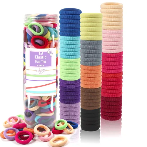 Vista 12 de 120 gomas elásticas para bebés, gomas para el pelo de algodón para niñas y niños, pequeñas bandas elásticas sin costuras para coletas, multicolor
