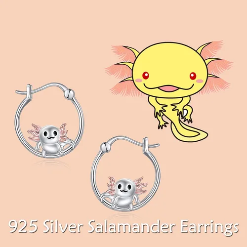 Vista 6 de Pendientes de aro de vaca, gato, zorro, cerdo, xolotle, elefante, escorpión, perezoso, pollo, plata de ley 925, hipoalergénicos, regalos de joyería