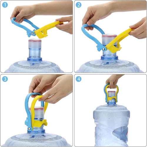 Vista 5 de Sumnacon Asa de botella de agua de 5 galones, paquete de 2 asas de plástico antideslizantes para botellas de agua, asas de elevación de botella