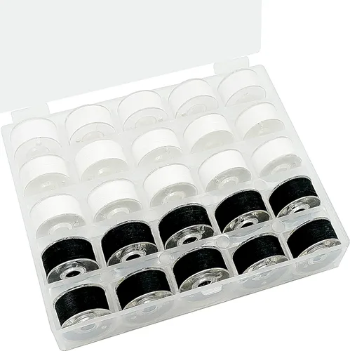Vista 7 de New Brothread 25 piezas de colores surtidos 70D/2 (60WT) hilo de bobina preenrollado tamaño A SA156 para bordado y máquina de coser DIY hilo de 60WT