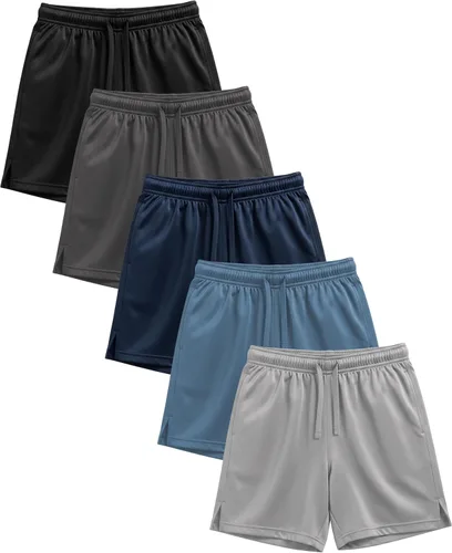 Vista 21 de Andrew Scott Pantalones cortos deportivos de baloncesto para niños con rendimiento activo y estilo de malla, varios paquetes