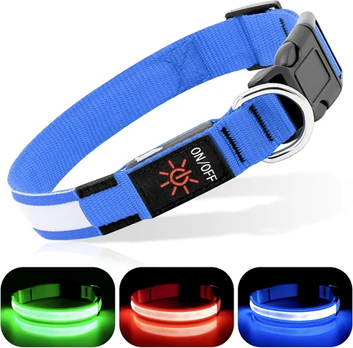 Vista 15 de BSEEN Collar para perro con luz LED, recargable, collares reflectantes resistentes al agua para cachorros, con luces navideñas que brillan