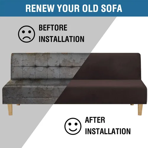 Vista 4 de H.VERSAILTEX - Funda para sofá de terciopelo real, para futón sin brazos, sofá, sofá cama, para proteger muebles, de terciopelo grueso y suave que