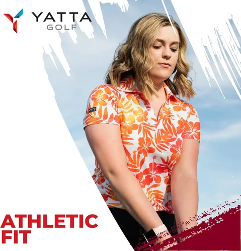 Vista 7 de YATTA GOLF Polo de golf para mujer, resistente a las arrugas, absorbe la humedad y cuello en V para mujer
