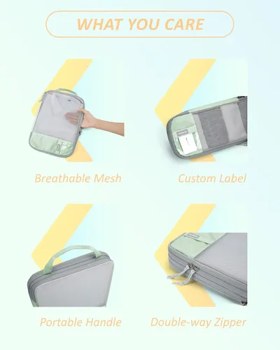 Vista 5 de BAGSMART - Juego de 6 cubos de compresión para maletas, juego de 6, 4 y 2, cubos organizadores de viaje, juego de bolsas expandibles, organizadores