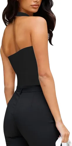 Vista 5 de Berryou Body para mujer con cuello cuadrado, sin mangas, sexy, sin espalda, ajustado, para club