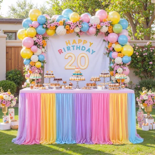 Vista 12 de Falda de mesa de revelación de género, falda tutú de tul rosa y azul de 9 pies para revelación de género para niños o niñas, fiesta de cumpleaños