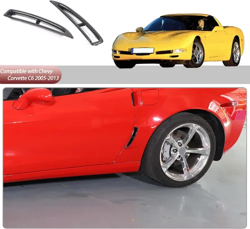 Vista 5 de Cubierta de ventilación lateral para guardabarros de automóvil, compatible con Chevy Corvette C6 2005-2013, orificio de entrada de flujo de aire