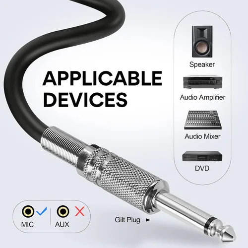 Vista 5 de OneOdio ON55 Micrófono con cable para cantar, clips de micrófono, hembra de metal, interruptor de encendido/apagado, cable XLR de 16.4 pies