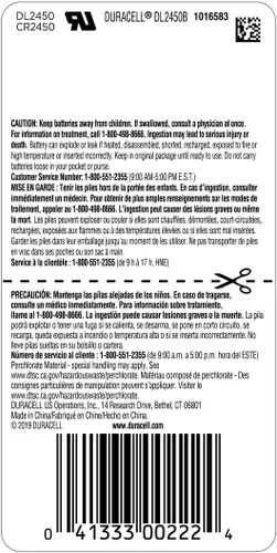 Vista 2 de Duracell Batería de litio CR2450, 1 unidad (paquete de 1), batería de moneda para llavero, control remoto del automóvil, reloj y otros dispositivos