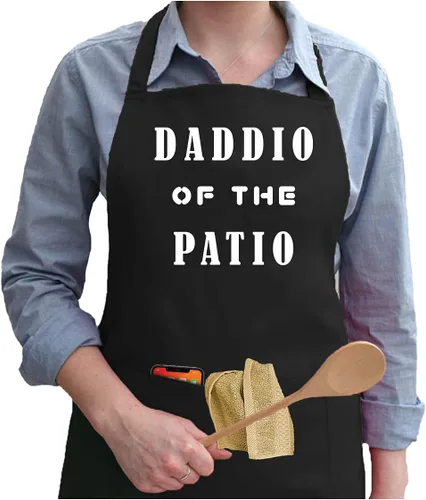 Vista 5 de APASIN Delantal con 2 bolsillos grandes – Regalo para mujeres, hombres, tu madre, tu padre, tu amigo – (negro)