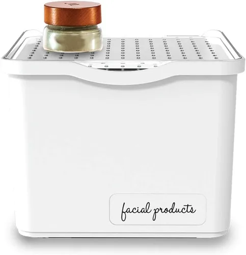 Vista 2 de Madesmart - Papelera apilable con tapa Compartimento abierto, forro de agarre suave, artículos de artesanía de oficina, utilidad de cocina