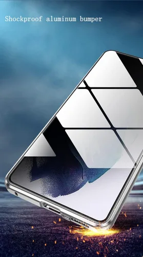 Vista 3 de Funda antiespías para Galaxy S22 con bloqueo de aluminio, protector de pantalla de privacidad, absorción magnética, vidrio templado de doble cara