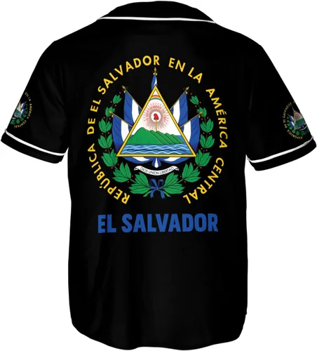 Vista 3 de Parvii Camiseta de béisbol personalizada de El Salvador Orgulloso, camiseta de El Salvador, camiseta de El Salvador, Jersey de El Salvador