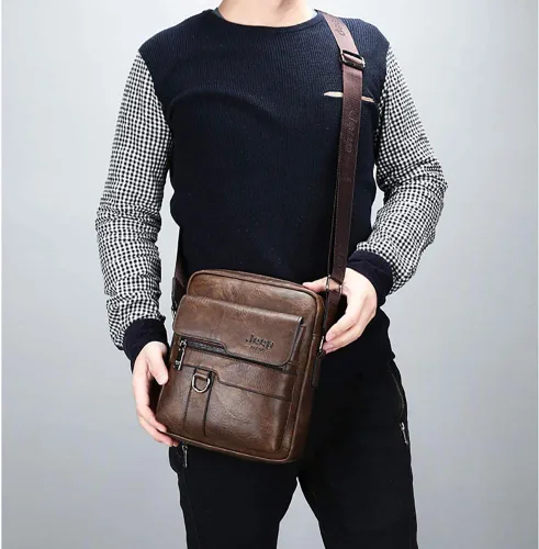 Vista 5 de LederleiterUSA Bolso de hombro de cuero para hombre, bolso retro para hombre, bolso de cuero cruzado, bolso de mensajero, maletín de personalidad