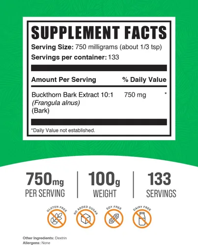 Vista 2 de BulkSupplements. com Extracto de corteza de espino cerval en polvo, extracto de espino cerval de aliso, extracto brillante de espino amarillo