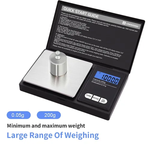Vista 2 de UNIWEIGH Báscula de gramos, 200 gx0.0.04 oz (7.05 oz x 0.001 oz) báscula digital de bolsillo Electronic Smart Weigh Scale,Portable Small Jewelry