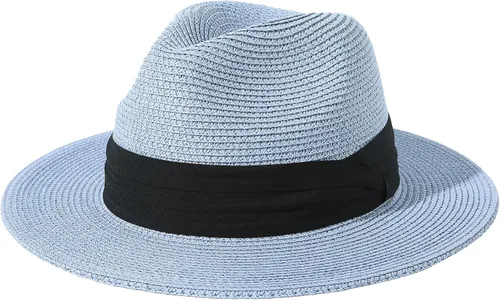 Vista 63 de Lanzom - Sombrero de paja playero para mujer, de ala ancha, plegable, estilo Fedora, UPF50+