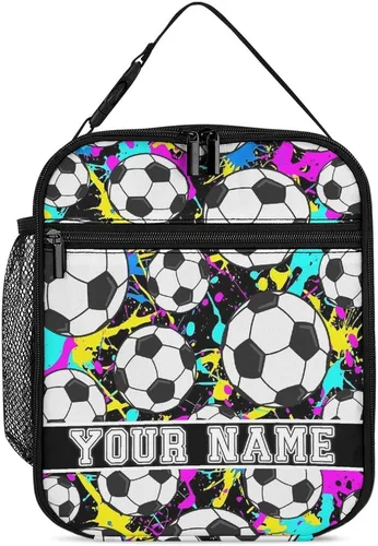 Vista 9 de Fiambrera de fútbol – Bolsa de almuerzo de fútbol reutilizable para mujeres, hombres y niños – Pequeña lonchera portátil plegable aislada