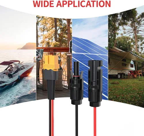 Vista 7 de ELFCULB Cable solar XT60 de 10 AWG 2 pies 2 10 25 35 50 75 100 pies XT60 cable de extensión conector de panel solar a conector XT60 para estación