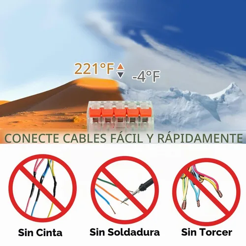Vista 4 de Conectores de cable de palanca, paquete surtido de 75 conectores de cable, kit de conectores de empalme compacto para cables eléctricos, cables