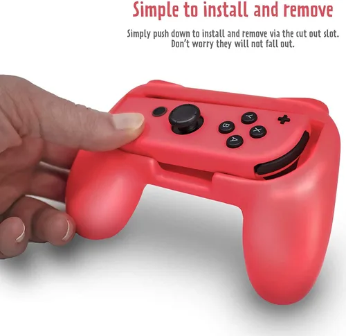 Vista 5 de eimgo joy-con Grips para Nintendo Switch resistente al desgaste joy-con asa para switch 2unidades rojoazul