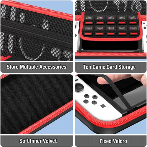 Vista 6 de Funda de transporte compatible con Nintendo Switch OLEDSwitch funda protectora de carcasa dura funda de transporte portátil con interruptores bolsa