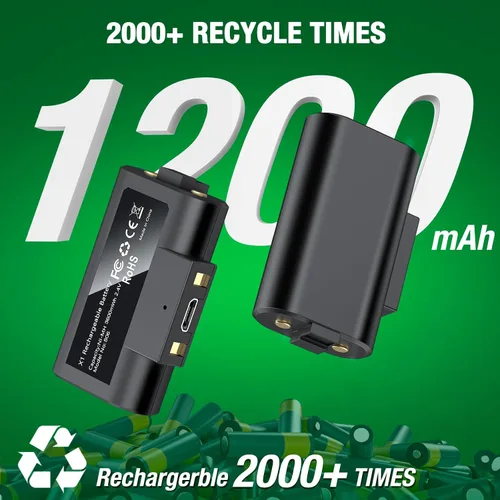 Vista 8 de Xbox Controller Battery Pack - 2x 1200mAh Rechargeable, High Speed Charging Station, Black