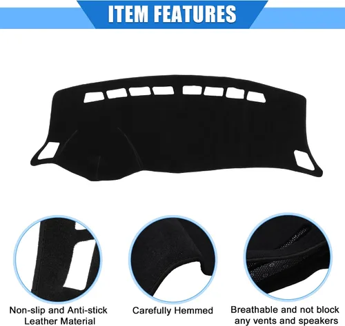 Vista 4 de Funda protectora de poliéster para salpicadero de automóvil compatible con Nissan Sentra 2012-2019, protector de poliéster negro para consola