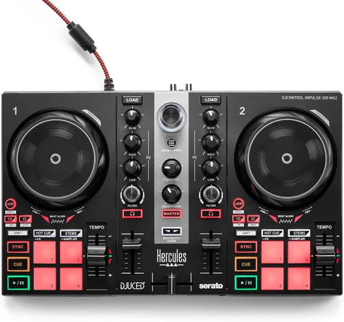 Vista 7 de Hercules DJControl Inpulse 200 MK2 - Controlador compacto para DJ con guías de luz LED, funciones mejoradas y compatibilidad con el software DJUCED
