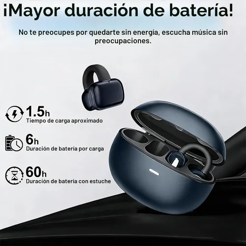 Vista 5 de Auriculares inalámbricos Bluetooth de oreja abierta, con clip, cómodos para todos los oídos, auriculares ENC con cancelación de ruido con tiempo