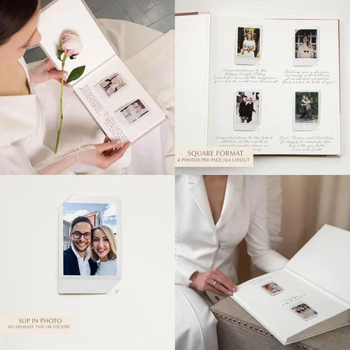 Vista 5 de Classic Lines Instax Photo Slip-in Guestbook Real gold Lettering, Personalized Wedding Album, Guest book - LiumyAlbums